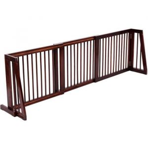 GIANTEX Barrière de Sécurité Extensible en Bois Massif pour Chiens avec 3 Panneaux avec Structure Solide 140-203X56X95CM