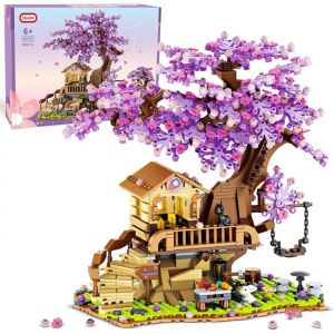 Jouet De Construction Pour La Maison De LArbre Des Cerisiers En Fleurs Avec Lumi&egrave;re Led 880Pcs Bonsa&iuml; De Fleurs De Cerisier Jeu
