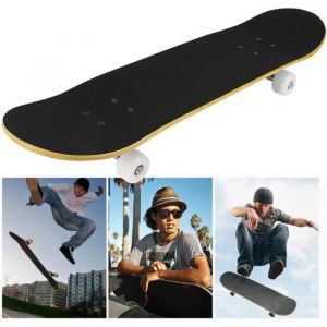 Skateboard - Max 150KG - 9 Couches en Bois dErable - Roues PU - Roulement ABEC-7