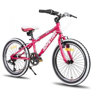 JOYSTAR Vélo de montagne 20 pouces pour garçons et filles 7-13 ans dérailleur 7 vitesse pneus à flancs blancs rose