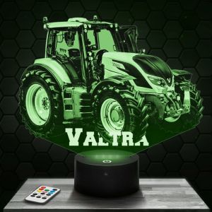 Lampe 3d _ Tracteur Valtra - Jouet Miniature Cadeau Tracteur Valtra - Veilleuse Led Tactile avec socle au choix TOP