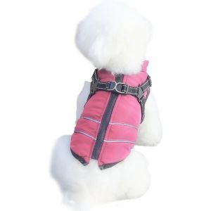 Manteau dhiver pour chien - VETOBIOL - Imperm&eacute;able - Doublure en polaire - R&eacute;fl&eacute;chissant - Fermeture &eacute;clair - Rose - S