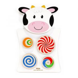 Jouet mural - Viga Toys - Panneau dactivités mural Vache - Bois - 12 mois - Intérieur