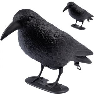 Lot de 2 Corbeaux factices ARTECSIS - Corbeau Anti-Pigeon Leurre de jardin Corbeau en Plastique Noir - Répulsif oiseaux Appelant