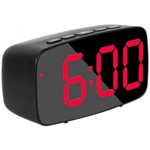 R&eacute;veil num&eacute;rique intelligent de chevet horloge de bureau USB de &agrave; LED rouge avec affichage de la date et de la temp&eacute;rature noir