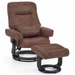 M MCombo Fauteuil relax avec fonction inclinable fauteuil de lecture pivotant &agrave; 360&deg; avec repose-pieds mod&egrave;le 9035(Marron)