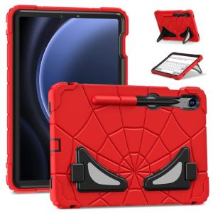 Coque Samsung TAB S9 FE 10.9/S9 11 Housse anti-choc pour Galaxy Tab S9 FE 109 / S9 11  protecteur et sangle rouge et Noir