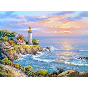 YEESAM ART Peinture par Numero Adulte Mer Phare Cottage Peinture Numero d Art Sans Cadre 16x20 pouce Acrylique