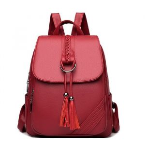 Sac à Dos - Cuir - Femme - Rouge - Adulte - Porté au Dos