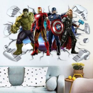 3d Avengers Wall Sticker Marvel Super Hero Wallpaper pour la décoration de la chambre YYV