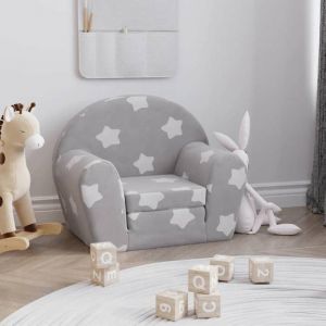 Canap&eacute;-lit pour enfants - vidaXL - Gris clair avec &eacute;toiles - Peluche douce - 57x34-90x45 cm - Housse amovible