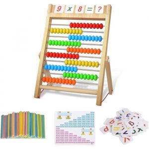 Boulier Abaque Montessori Jouet Boulier en Bois Numérique Jouet Éducatif en Bois Puzzle Enfant Bâton Mathematiques Bouliers