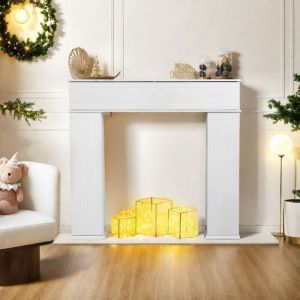 Meuble de chemin&eacute;e &agrave; trois portes manteau d&eacute;coratif rangement console de chemin&eacute;e adapt&eacute; au salon couloir - 107&times;18&times;100cm