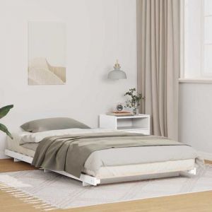 Cadre de lit surélevé simple - sans matelas - sommier au sol Blanc 90x190 cm - bois massif en pin - 190x90x10 cm 9108582