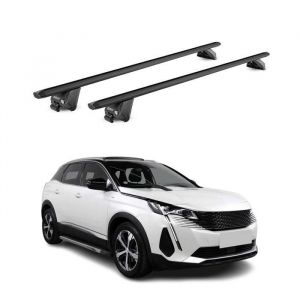 Barres de toit transversales pour Peugeot 3008 2016-2025 Alu Noir 2 pi&egrave;ces ABE