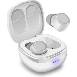 Ecouteur Sans Fil Bluetooth 5.0 Blanc True Wireless Stereo - August EP800 - Micro Waterproof Discret Universel Android Apple