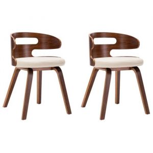 (Promotion octo)Chaises &agrave; manger - 2 PCS - simple - Pour adulte/enfant - cr&egrave;me bois courb&eacute; et similicuir - Hauteur: 68 cm fg148476