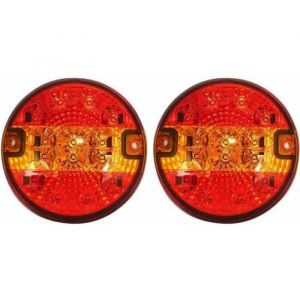 2 Feux Arrière Rond LED 12-24V Stop Position Clignotant ECE E11 Hamburger Pour Caravane Caming-car Van Camion Remorque