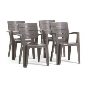 Lot de chaises ANITA en polypropylène renforcé empilables et légères. Usage extérieur (4 Chaises Gris tourterelle)