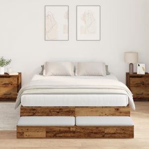 vidaXL Cadre de lit de rangement en bois ancien 140x190 cm 3335699