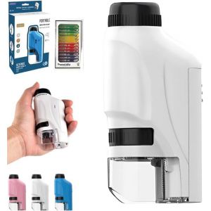 Le Petiscope Enfant Microscope Portatif Microscope Enfant Portable Microscope Enfant Periscope Enfant 60x-120x (Blanc)