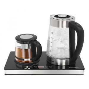 Bouilloire électrique puissante en verre avec arrêt automatique petite théière 25 l + 1 l 1800 W chauffage rapide