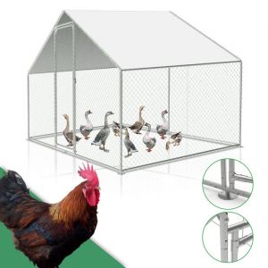 Clanmacy Enclos Poulailler - Grand Enclos Poule Oie Métal Bâche Imperméable Toit Pointe 3x2x2m pour la volaille POULAILLER