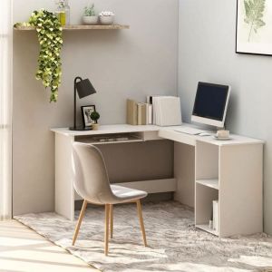 SALE 2025Bureau informatique multim&eacute;dia - Bureau dangle en forme de L Blanc 120x140x75 cm3738 Kg 2255