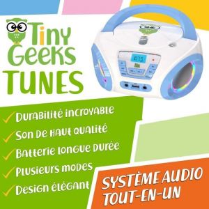 TinyGeeks Tunes Lecteur CD Enfant - Radio FM - Lecteur CD Radio Rose Mignon avec Haut-parleurs - Bleu
