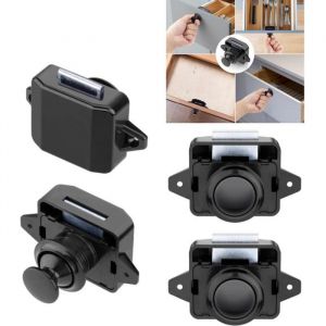 Lot de 4 - Verrou &agrave; bouton-poussoir - Verrou de porte de placard - Verrou de poign&eacute;e de camping-car - Verrou de tiroir