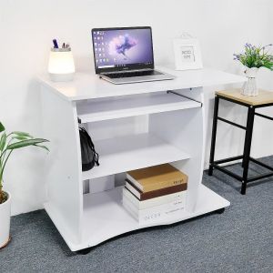 YGONGMYL Table d&rsquo;Ordinateur Bureau Informatique &agrave; Roulettes Poste de Travail avec Support et &Eacute;tag&egrave;re pour Enfant ou Adulte -