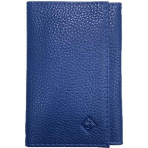 Porte carte papier voiture + étui Carte RFID carte grise permis identité assurance 3 volets compact cuir LOLUNA® (Bleu marine)