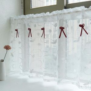 Hongya rideau brise bise blanc vintage fenetre voilage cuisine passe tringle-BlancL-H 90 x 90 cm