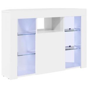 Meuble TV dangle LED - vidaxl - Blanc brillant - 104x40x68 cm - Bois ding&eacute;nierie - 4 &eacute;tag&egrave;res - Robuste et durable