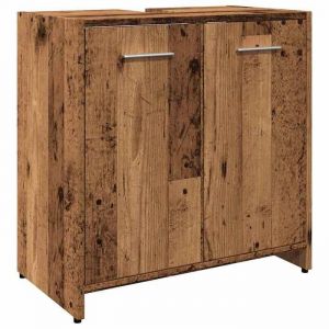 Bonne qualit&eacute; - Armoire de rangement Armoire lavabo de salle de bain et WC - BONNIE - vieux bois 60x33x60cm DECO M5386615