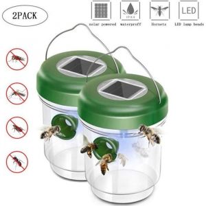 Lot de 2 Pièges à Mouche Guêpes et Moustique  Attrape Anti-Insectes Frelons - Solaire avec Lumière LED