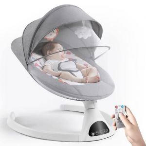 Balancelle Electrique Bébé 0-12 mois conception de coussin amovible et lavableTransat bebe 3 en 1