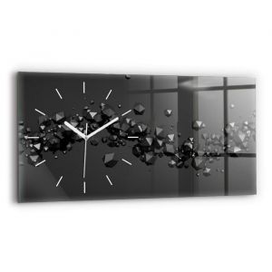 Decortapis Horloge murale en verre Horloge Rectangulaire 60x30cm Abstraction noire