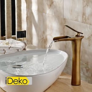iDeko&reg; Robinet Mitigeur lavabo cascade vasque salle de bain haut cuivre