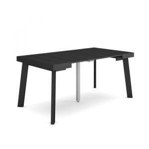 Table console extensible 160x90x726cm Pour 8 personnes Pieds en bois Noir RF3143