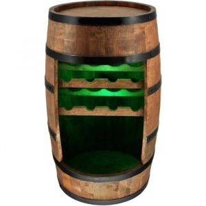 Creative Cooper Casier à Vin LED Tonneau En Bois Rangement Bouteille Alcool Étagère à vin Meuble Minibar Bar de jardin 80cm Wengé