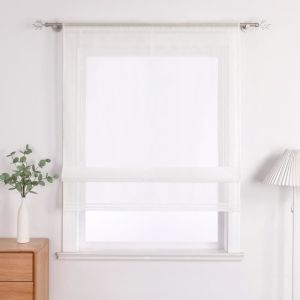 Hongya Store romain enrouleur bateau blanc int&eacute;rieurs sans per&ccedil;age avec cordon de serrage de fen&ecirc;tre laiteux L-H 80 x 155 cm