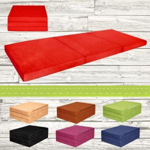 Matelas dappoint pliant - ROUGE - 180x65x7 cm - Mousse polyuréthane - Housse lavable - 1 place