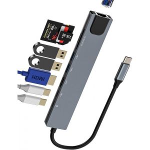 Hub USB C vers USB 3.0 Lecteur Carte SD Micro SD HDMI Rj45 Ethernet Adaptateur(8en1) Chargeur Jack Multiprise