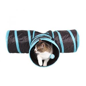 Tunnel Pliant pour Chat - Noir - 80x30x25cm - Nylon - M&eacute;tallique - Int&eacute;rieur
