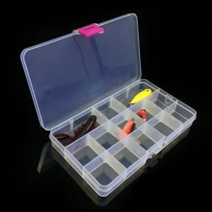 OMABETA Boîte de rangement pour leurres de pêche 15 fentes réglables en plastique leurre de pêche sport leurre Comme montré