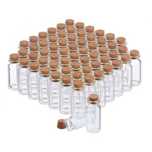 Relaxdays Flacons en verre avec bouchon de liège 60 pièces mini-bouteilles pour huile épices herbes sable 10 ml