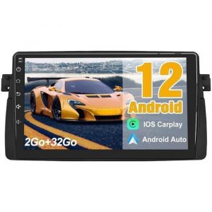 AWESAFE Autoradio Android 13 2Go+32Go pour BMW E46 S&eacute;rie 3 M3 Rover 75 MG ZT 9 &eacute;cran Tactile Carplay GPS Bluetooth Android Auto