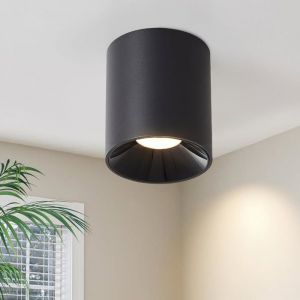 Homefire Plafonnier LED Spots petit - Aluminium Noir - 55 x 55 x 7 cm - Tambour 7 W Blanc chaud pour salon salle à manger