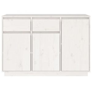 El&eacute;gant Commode salon - Armoire polyvalente &eacute;l&eacute;ganteBuffet Enfilade blanc 110x34x75cm bois massif de pin &0_5419525